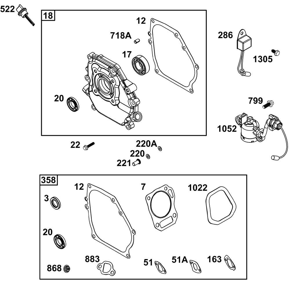 Crankcase Cover/Sump And Lubrication Group Diagram and Parts List for 106232-0129-H5 100000 - 19Z999 Briggs and Stratton Engine